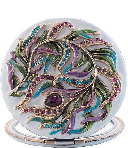 Jay Strongwater Rowan Classic Peacock Double-Sided Compact Mirror