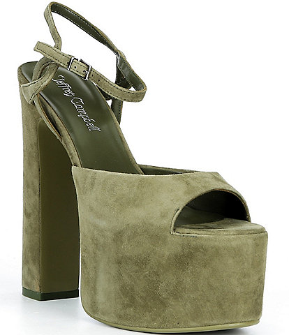 Jeffrey Campbell Ever Last Suede Ultra High Platform Block Heel Sandals