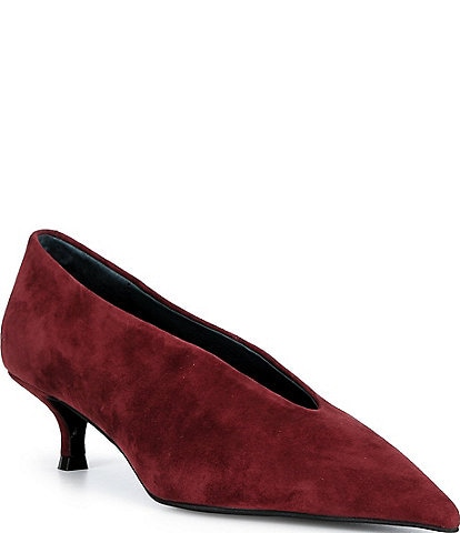 Jeffrey Campbell Ida-Mae Suede Pointed Toe Kitten Heel Pumps
