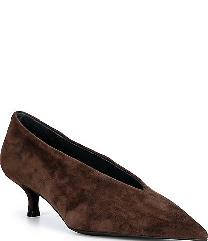 Jeffrey Campbell Ida-Mae Suede Pointed Toe Kitten Heel Pumps