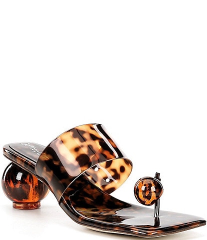 Jeffrey Campbell Latus Tortoise Print Ball Heel Toe Post Sandals