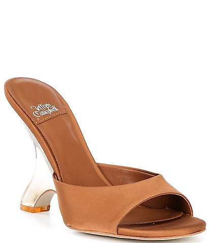 Jeffrey Campbell Mew-2 Satin Sculpted Lucite Wedge Dress Slides