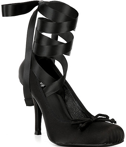 Jeffrey Campbell Nympha Satin Tie Wrap Ballerina Stiletto Pumps