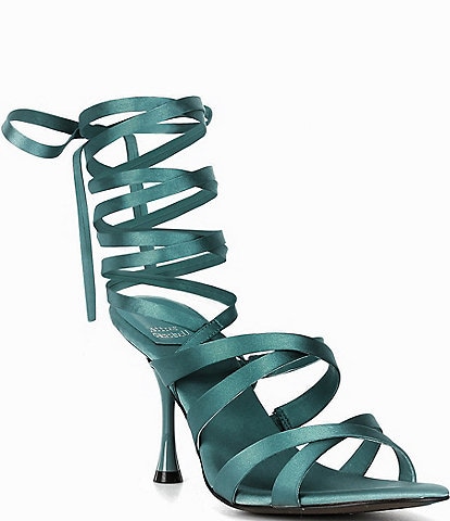 Jeffrey Campbell Obsessed Satin Strappy Ankle Wrap Dress Sandals