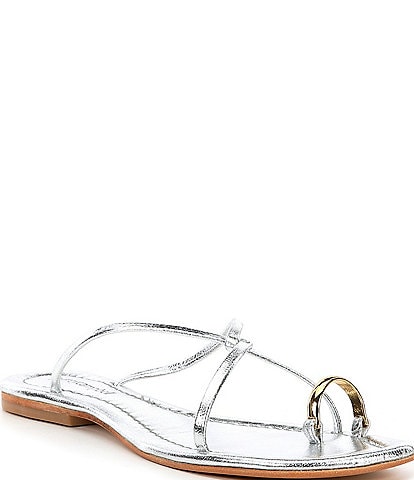 Jeffrey Campbell Pacifico Leather Toe Loop Flat Sandals