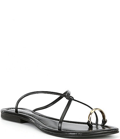 Jeffrey Campbell Pacifico Leather Toe Loop Flat Sandals
