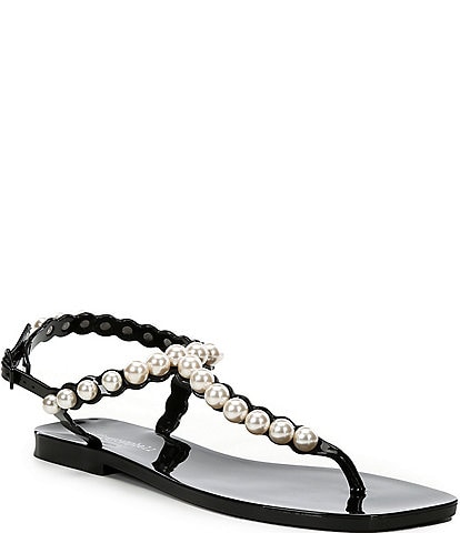 Jeffrey Campbell Pearlesque Flat Pearl Thong Sandals