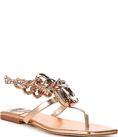 Jeffrey Campbell Ring On It Embellished Chain Thong Sandals