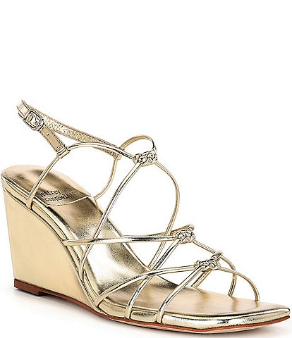 Jeffrey Campbell Socialz Metallic Leather Strappy Wedge Sandals