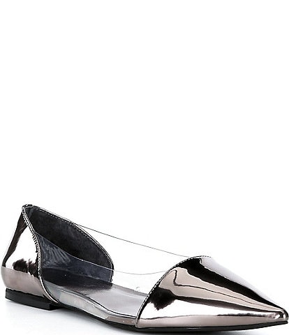 Jeffrey Campbell Stealthy Patent Leather Clear Side Pointed Toe Flats