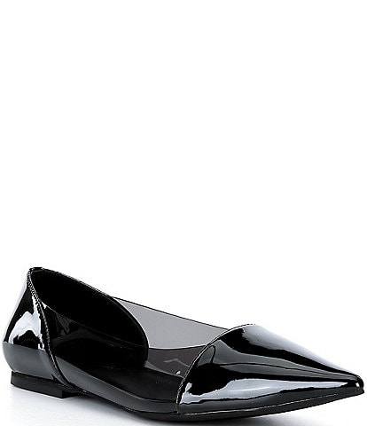 Jeffrey Campbell Stealthy Patent Leather Clear Side Pointed Toe Flats
