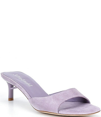 Jeffrey Campbell Cocoa Suede Slip On Kitten Heel Sandals
