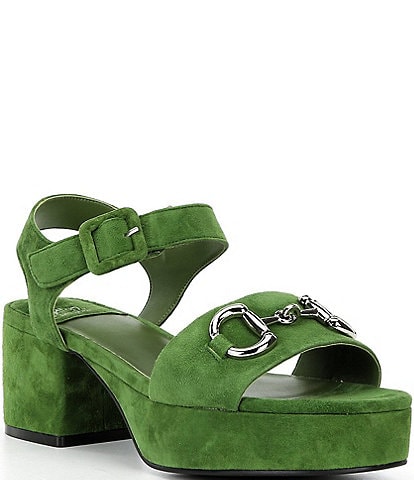 Jeffrey Campbell Timeless Suede Block Heel Platform Bit Buckle Sandals