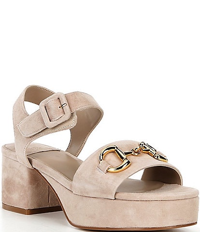 Jeffrey Campbell Timeless Suede Block Heel Platform Bit Buckle Sandals