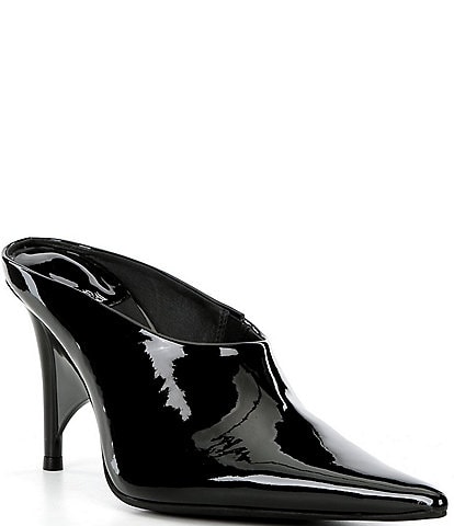 Jeffrey Campbell Vader Patent Leather Sculpted Heel Dress Mules