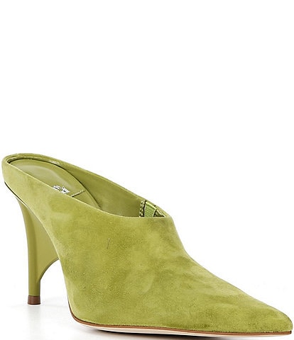 Jeffrey Campbell Vader Suede Sculpted Heel Dress Mules