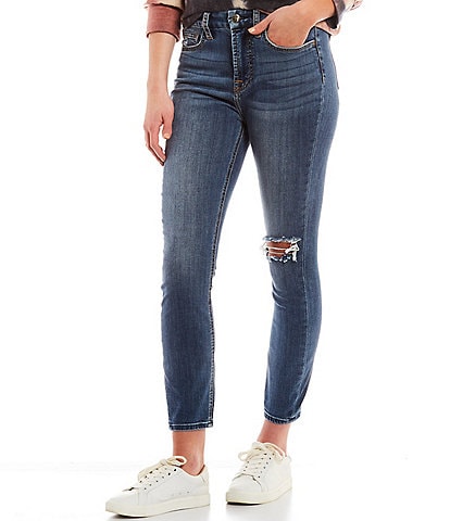 JEN7 by 7 for All Mankind High Waisted Destructed Ankle Skinny Jeans