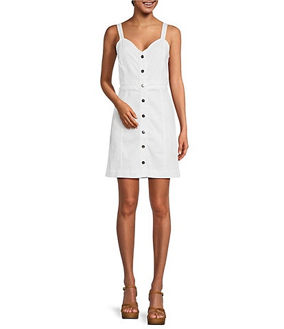 JEN7 by 7 for All Mankind V-Neck Sleeveless Button Front Sheath Dress