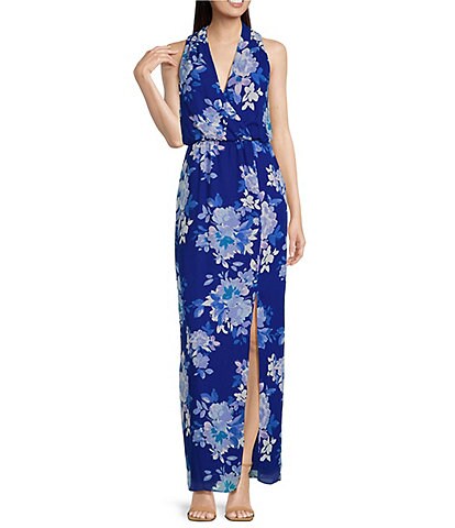 Jessica Howard Floral Print Sleeveless Blouson Maxi Dress
