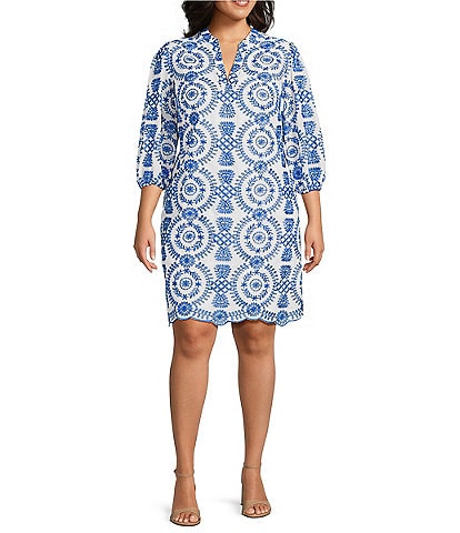 Jessica Howard Plus Size Embroidered Shift Dress