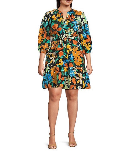 Jessica Howard Plus Size Floral Print Fit and Flare Dress