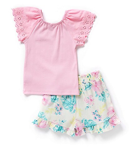 Jessica Simpson Little Girls 2T-4T Eyelet Scoop Top and Ruffle Wrap Skort Set