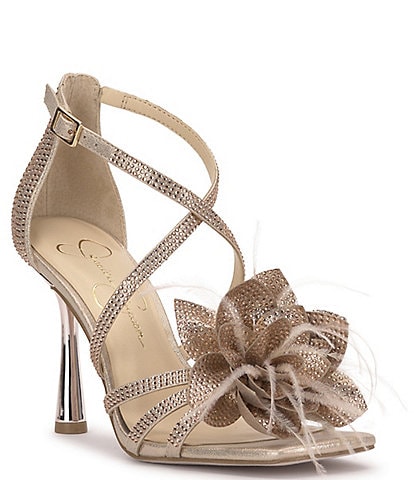 Jessica Simpson Allore2 Rhinestone Flower Strappy Dress Sandals
