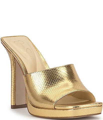 Jessica Simpson Azelica Snake Embossed Platform Dress Slide Sandals