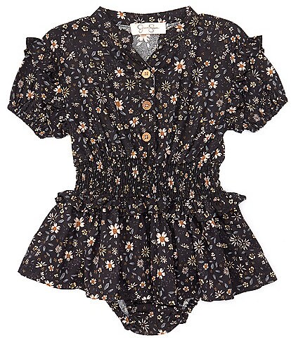 Jessica Simpson Baby Girls 12-24 Months Short Sleeve Floral Printed Fit And Flare Dress