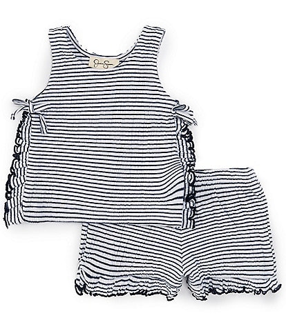 Jessica Simpson Baby Girls 12-24 Months Sleeveless Stripe Crinkle Knit Top & Short Set
