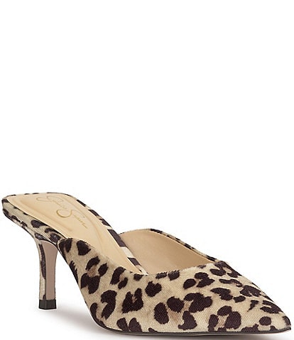 Jessica Simpson Belvaen Leopard Print Heeled Mules