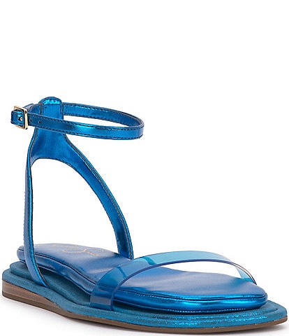 Jessica Simpson Betania Metallic Clear Vinyl Ankle Strap Sandals