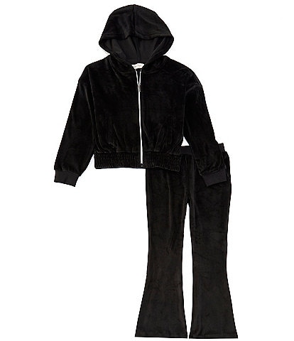 Jessica Simpson Big Girls 7-16 Long Sleeve Velour Hooded Jacket & Matching Flared-Leg Jogger Pants Set