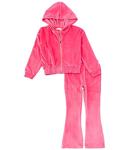 Jessica Simpson Big Girls 7-16 Long Sleeve Velour Hooded Jacket & Matching Flared-Leg Jogger Pants Set