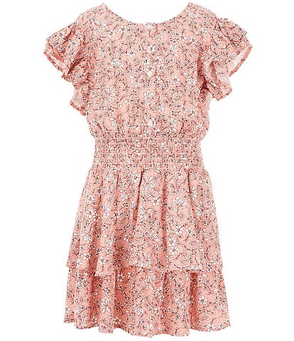 Jessica Simpson Big Girls 7-16 Puff-Sleeve Floral Smocked Maxi Dress