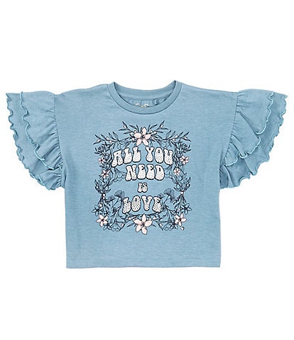 Jessica Simpson Big Girls 7-16 Short Ruffle Sleeve Graphic T-Shirt