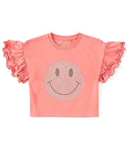 Jessica Simpson Big Girls 7-16 Short Ruffle Sleeve Smile Graphic T-Shirt