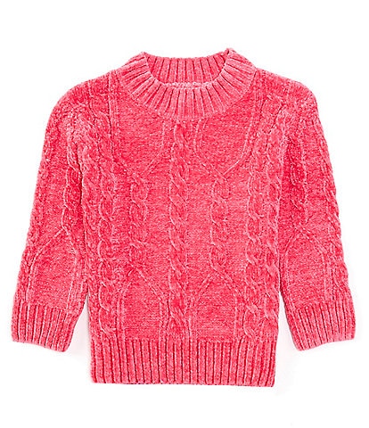 Jessica Simpson Big Girls Long Sleeve Cabled Chenille Sweater