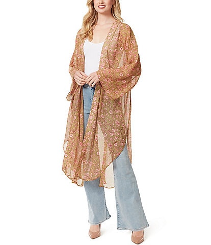 Jessica Simpson Botanical Dots Blaine Long Sleeve Printed Kimono