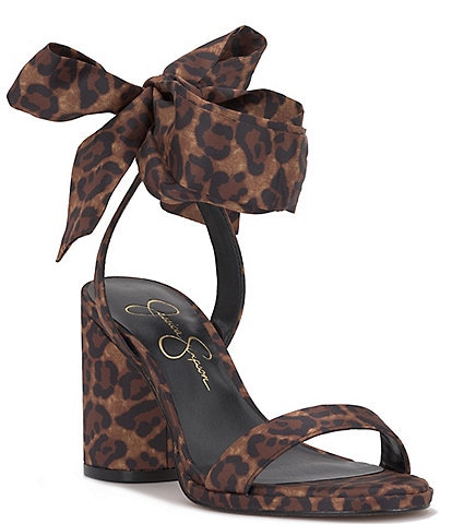 Jessica Simpson Cadith Leopard Print Bow Ankle Strap Sandals