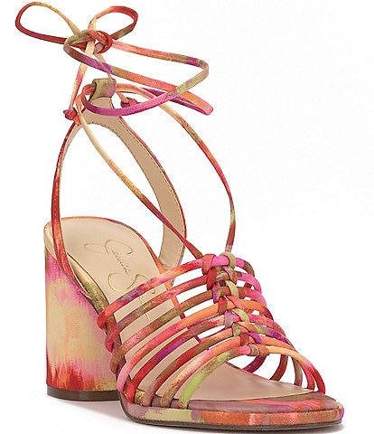 Jessica Simpson Cahna Printed Ankle Wrap Dress Sandals