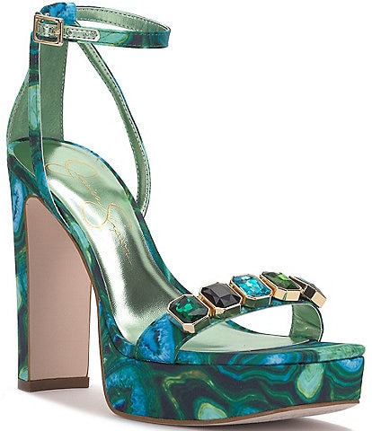 Jessica Simpson Callirah Marble Print Jeweled Strap Dress Sandals