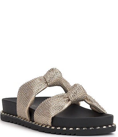 Jessica Simpson Caralyna2 Rhinestone Knotted Chunky Sandals