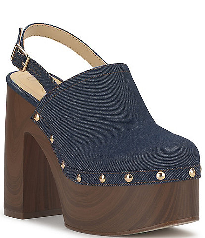 Jessica Simpson Cazea Denim Studded Platform Clogs
