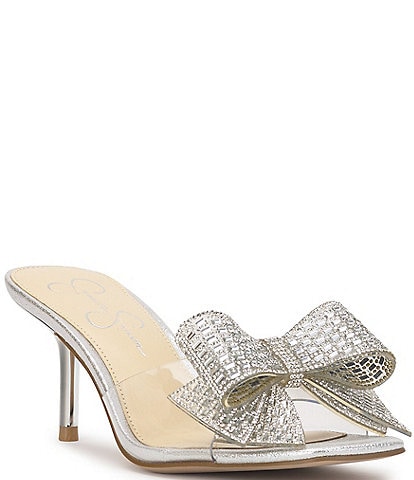 Jessica Simpson Celisha Rhinestone Bow Clear Dress Sandals