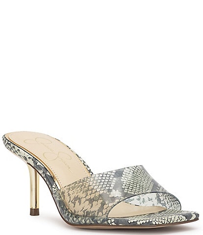 Jessica Simpson Celisha Snake Print Clear Dress Sandals