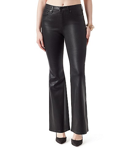Jessica Simpson Charm Coated Mid Rise Fitted Flare Coated Jeans