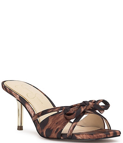 Jessica Simpson Cornilia Leopard Print Satin Bow Sandals