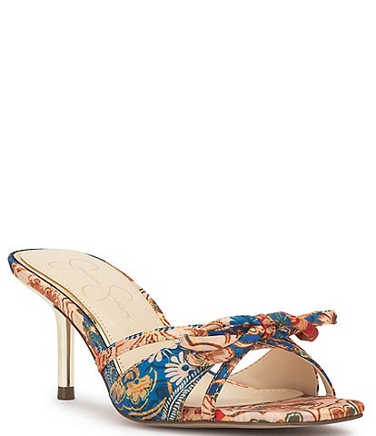 Jessica Simpson Cornilia Printed Satin Bow Sandals