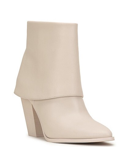 Vince Camuto Amesha Leather Peep Toe Foldover Booties